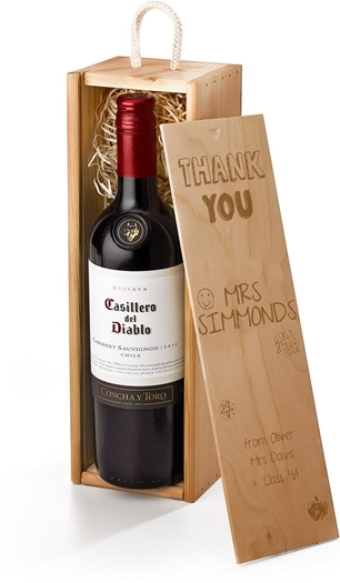 Gifts For Teachers Casillero del Diablo Red Wine Gift Box With Engraved Personalised Lid
